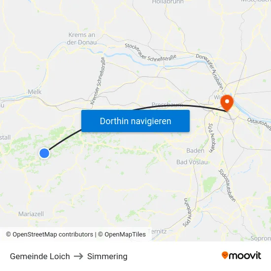 Gemeinde Loich to Simmering map