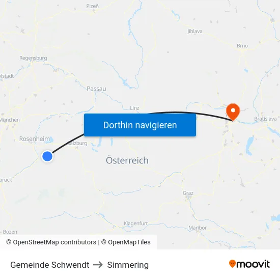 Gemeinde Schwendt to Simmering map