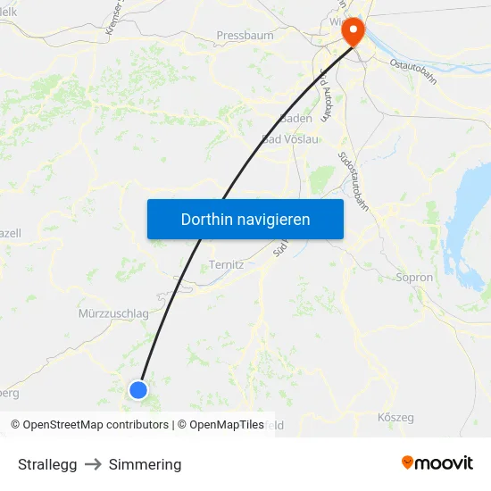 Strallegg to Simmering map