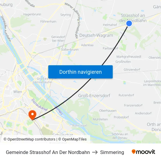 Gemeinde Strasshof An Der Nordbahn to Simmering map