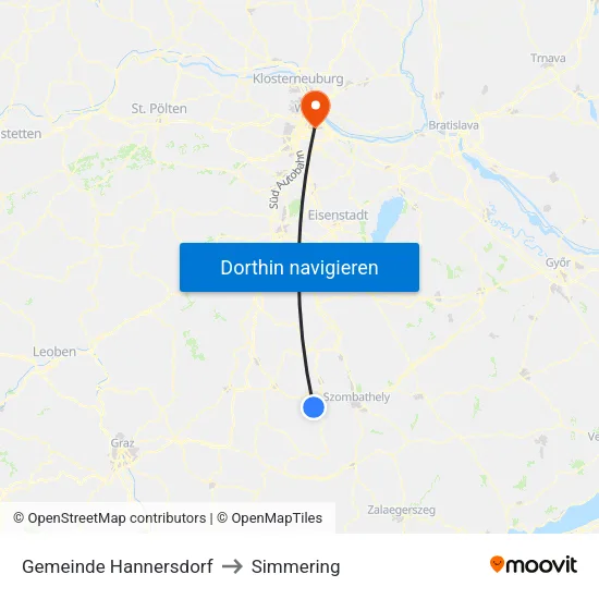 Gemeinde Hannersdorf to Simmering map