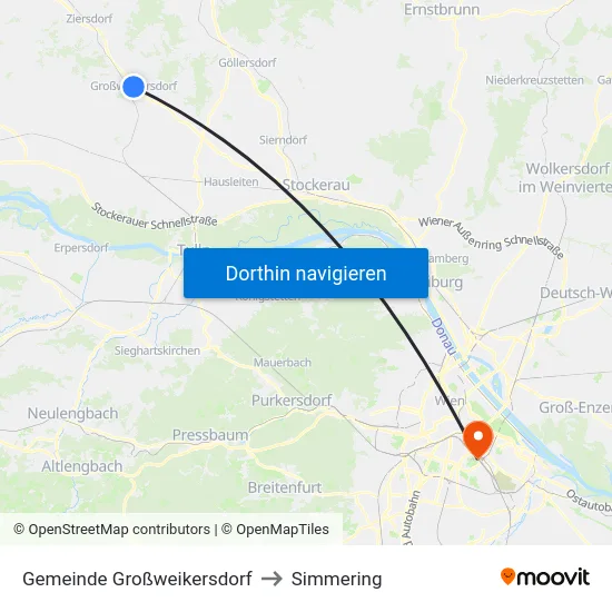 Gemeinde Großweikersdorf to Simmering map