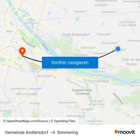 Gemeinde Andlersdorf to Simmering map