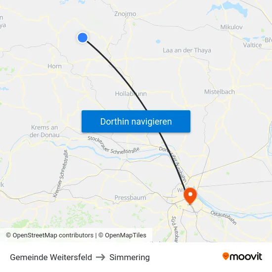 Gemeinde Weitersfeld to Simmering map