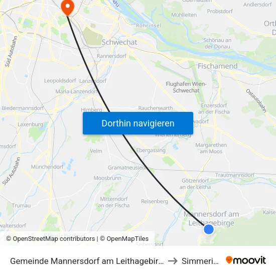 Gemeinde Mannersdorf am Leithagebirge to Simmering map