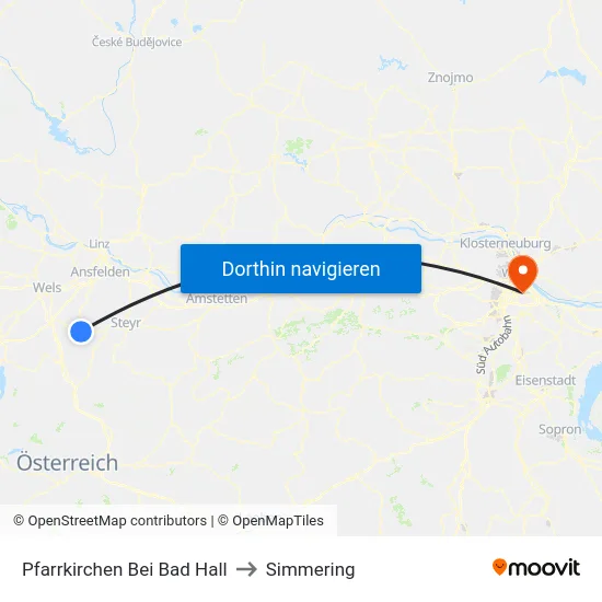 Pfarrkirchen Bei Bad Hall to Simmering map