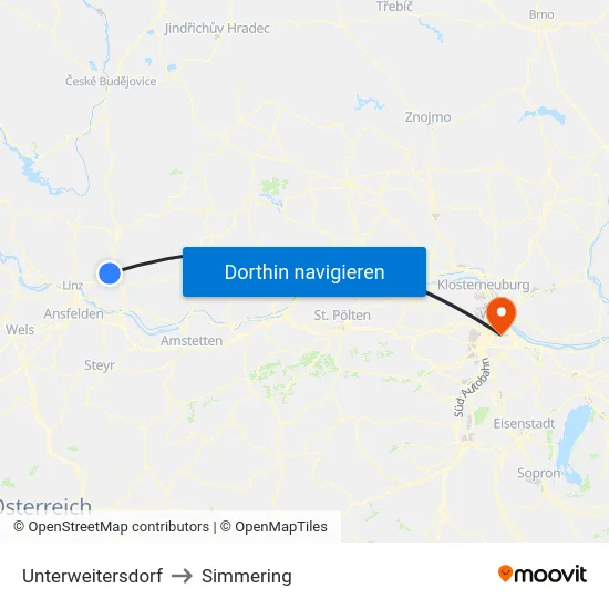 Unterweitersdorf to Simmering map