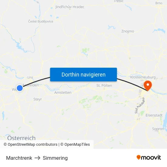 Marchtrenk to Simmering map