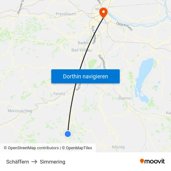Schäffern to Simmering map