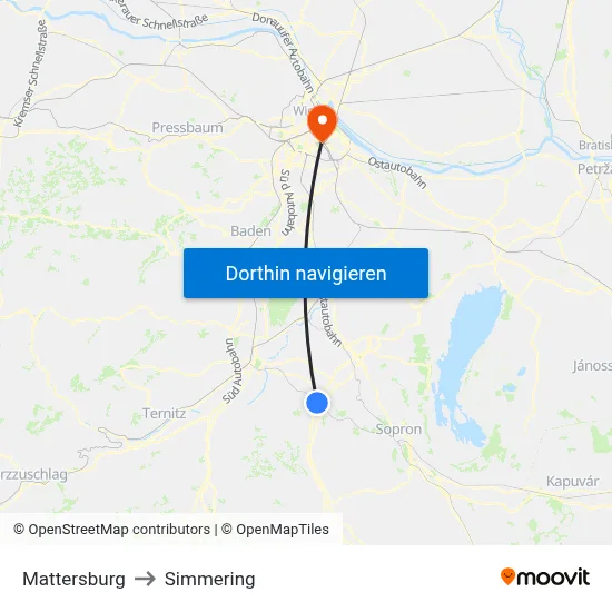 Mattersburg to Simmering map