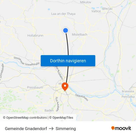 Gemeinde Gnadendorf to Simmering map