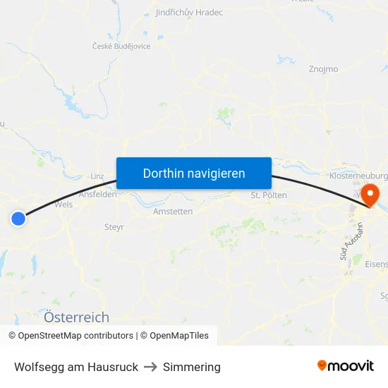 Wolfsegg am Hausruck to Simmering map