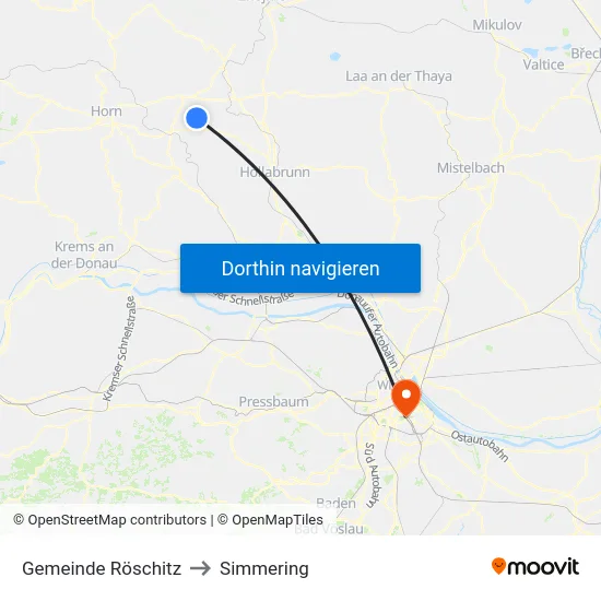 Gemeinde Röschitz to Simmering map