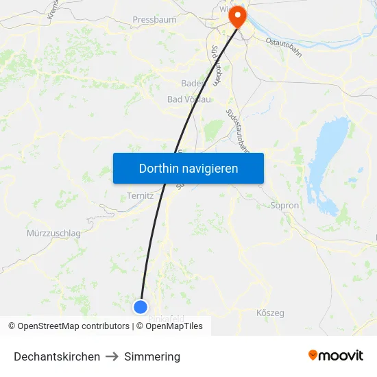 Dechantskirchen to Simmering map