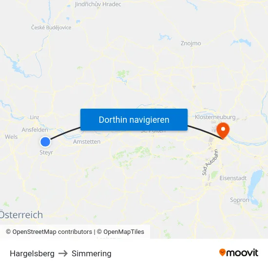 Hargelsberg to Simmering map