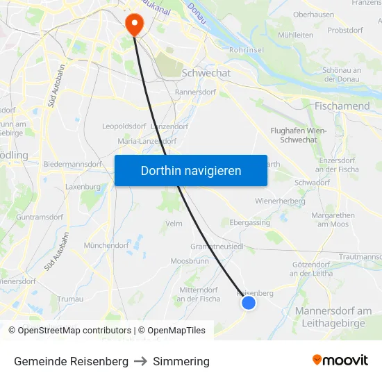 Gemeinde Reisenberg to Simmering map