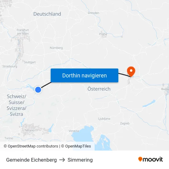 Gemeinde Eichenberg to Simmering map