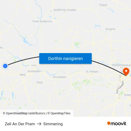 Zell An Der Pram to Simmering map