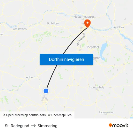 St. Radegund to Simmering map