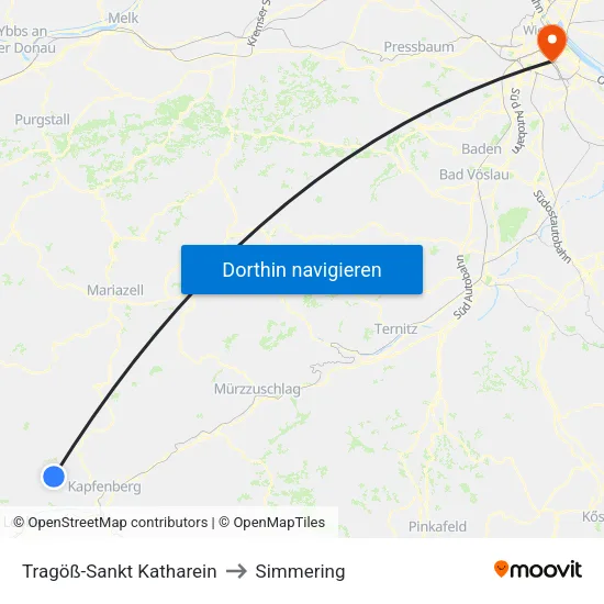 Tragöß-Sankt Katharein to Simmering map