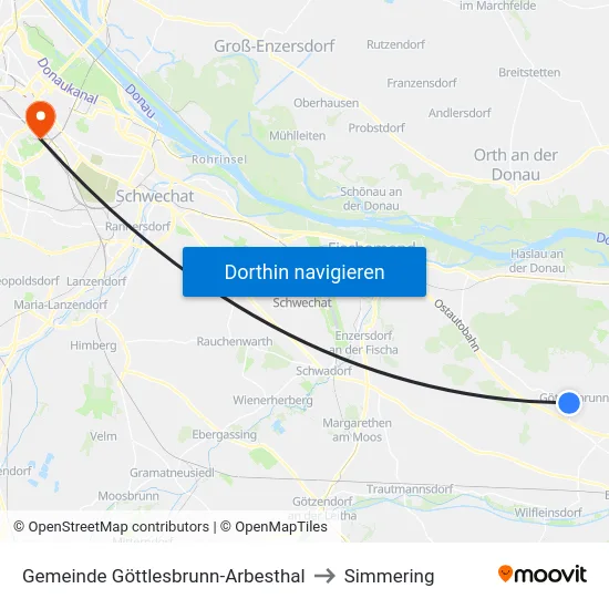 Gemeinde Göttlesbrunn-Arbesthal to Simmering map
