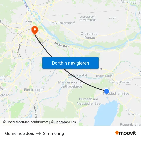 Gemeinde Jois to Simmering map