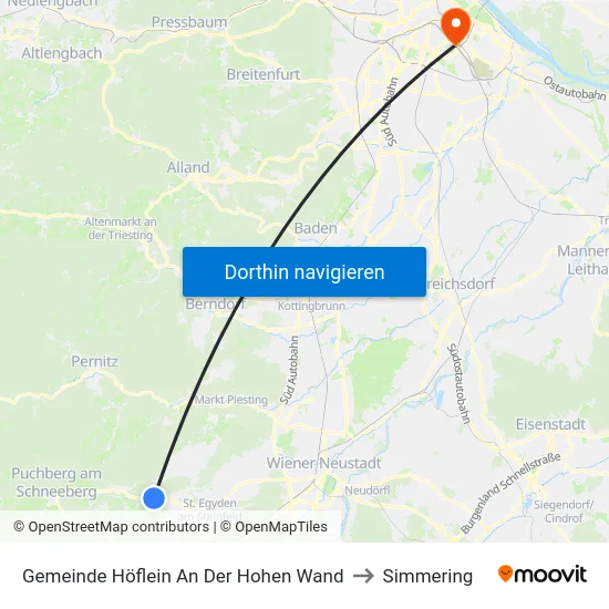 Gemeinde Höflein An Der Hohen Wand to Simmering map