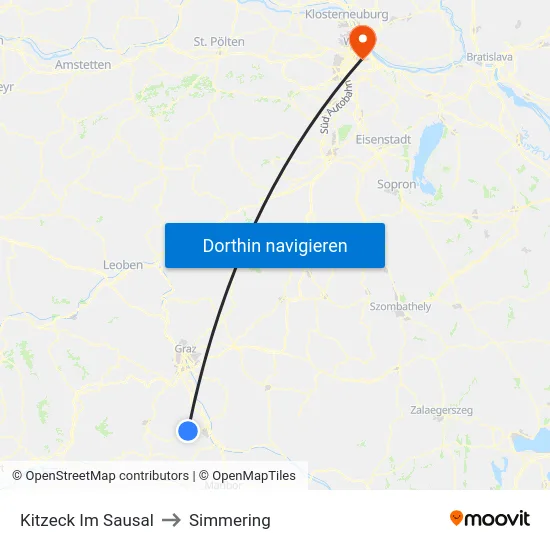 Kitzeck Im Sausal to Simmering map