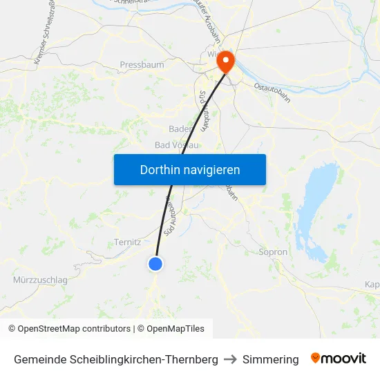Gemeinde Scheiblingkirchen-Thernberg to Simmering map