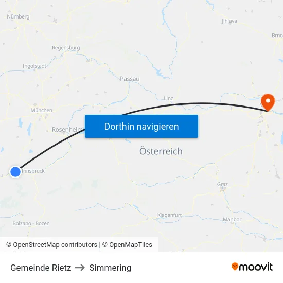 Gemeinde Rietz to Simmering map