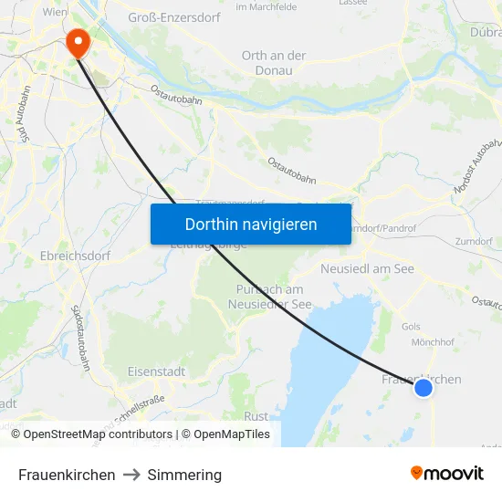 Frauenkirchen to Simmering map