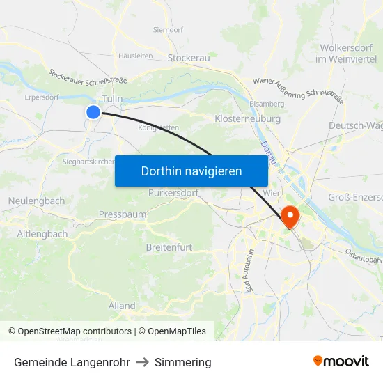 Gemeinde Langenrohr to Simmering map