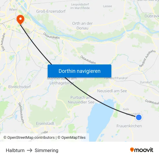 Halbturn to Simmering map