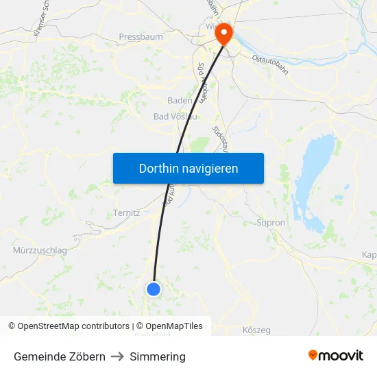 Gemeinde Zöbern to Simmering map