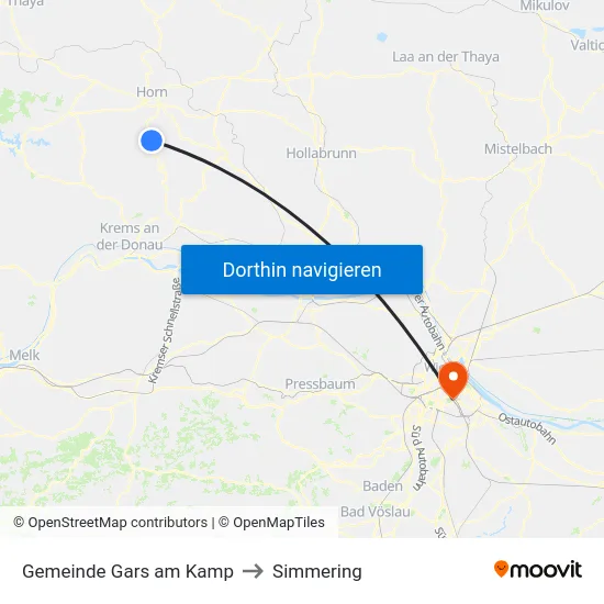 Gemeinde Gars am Kamp to Simmering map