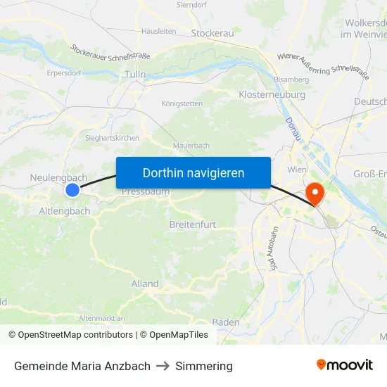 Gemeinde Maria Anzbach to Simmering map