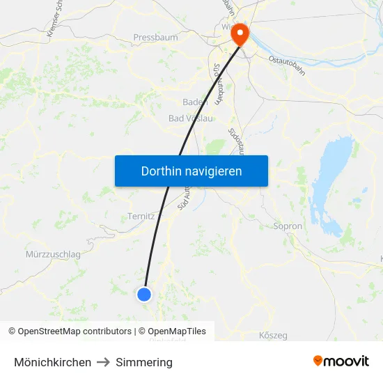 Mönichkirchen to Simmering map