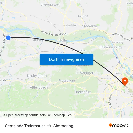 Gemeinde Traismauer to Simmering map