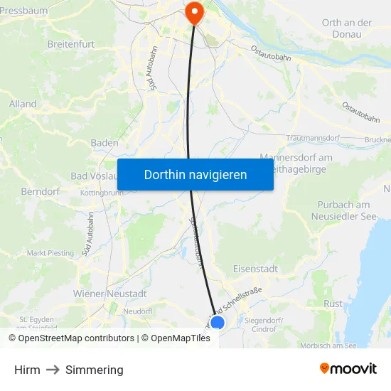 Hirm to Simmering map