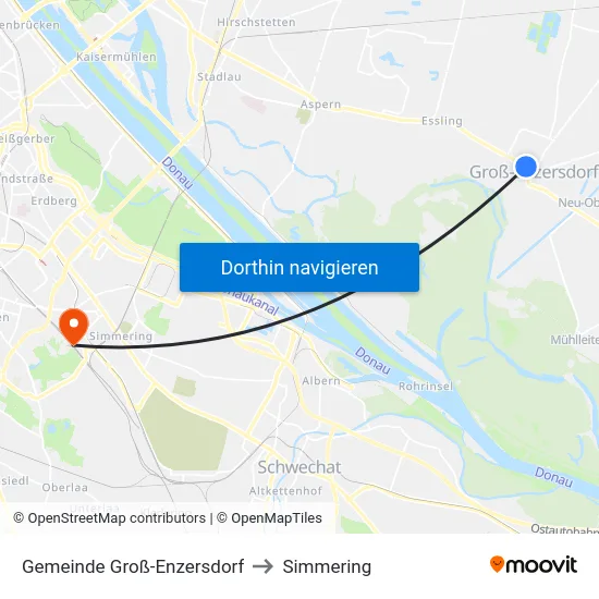 Gemeinde Groß-Enzersdorf to Simmering map