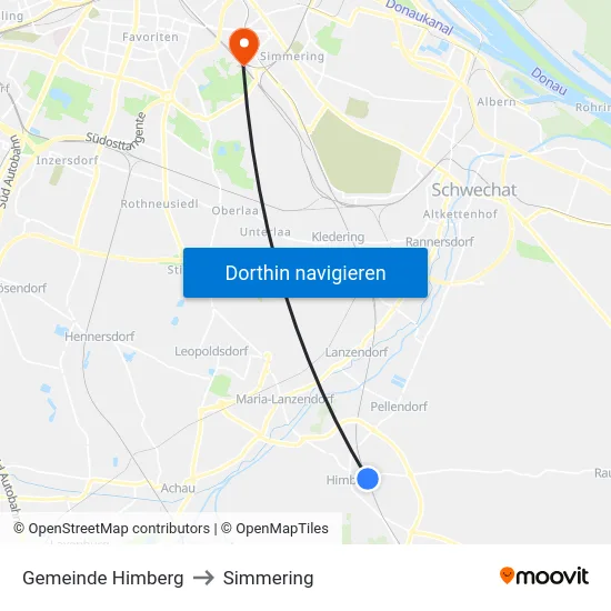 Gemeinde Himberg to Simmering map