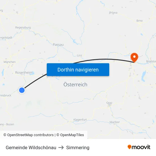 Gemeinde Wildschönau to Simmering map