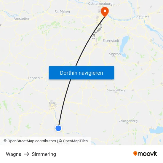 Wagna to Simmering map