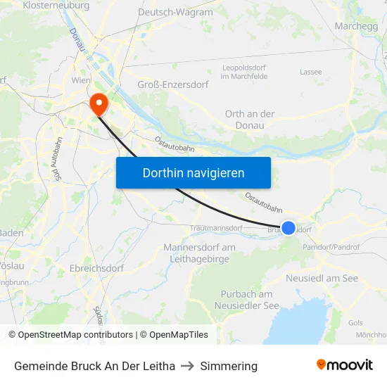 Gemeinde Bruck An Der Leitha to Simmering map