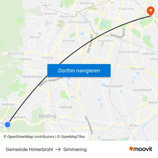 Gemeinde Hinterbrühl to Simmering map