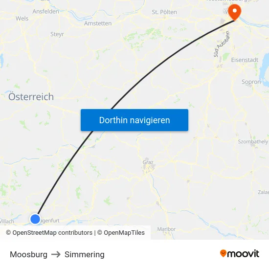 Moosburg to Simmering map