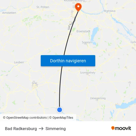 Bad Radkersburg to Simmering map