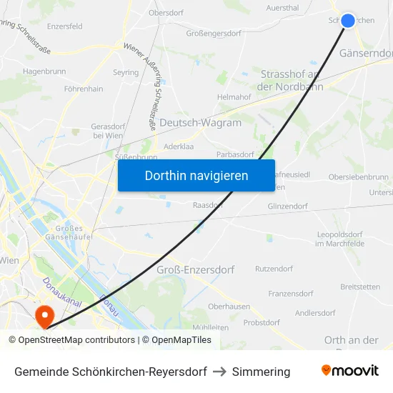 Gemeinde Schönkirchen-Reyersdorf to Simmering map
