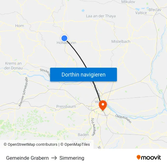 Gemeinde Grabern to Simmering map