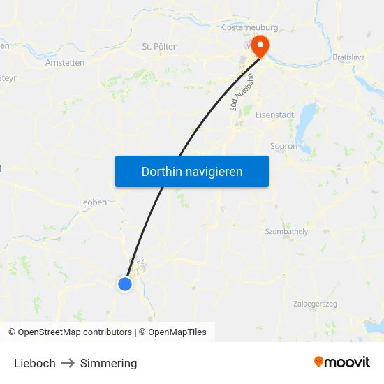 Lieboch to Simmering map